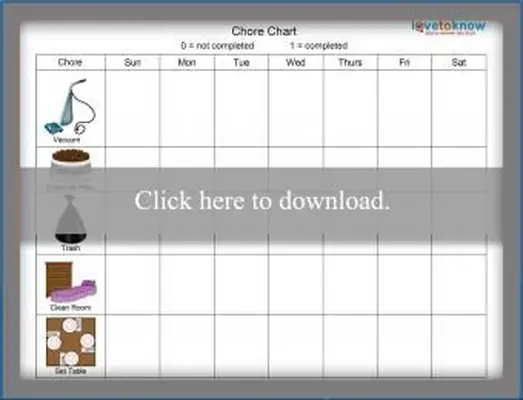 תרשים מטלות שבועיות של הילד היסודי