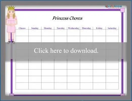 תרשים מטלות שבועיות של הנסיכה החמודה
