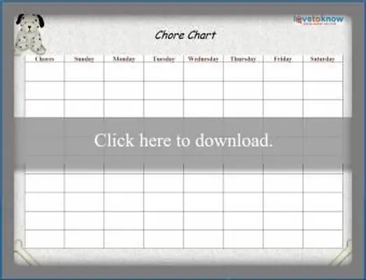 תרשים מטלות שבועיות של צעצוע כלב