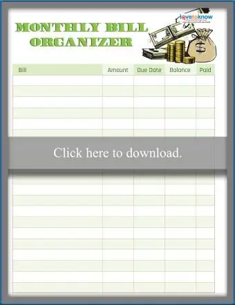 organisateur de factures mensuelles et imprévues