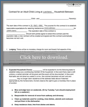 Ejemplo de contrato para un hijo adulto que vive en casa