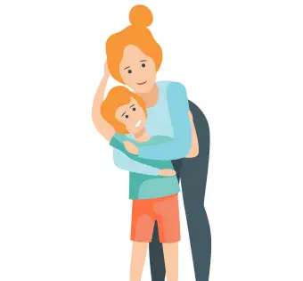 mama przytula dziecko od tyłu