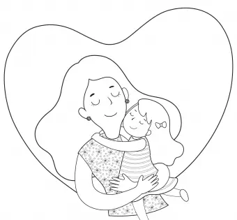 mama i córka przytulają się