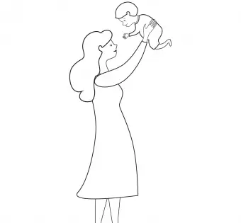 matka podnosi młodego syna