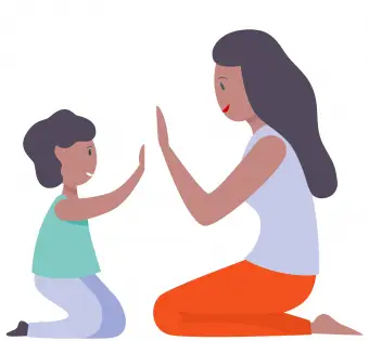 mama i córka przybija piątkę