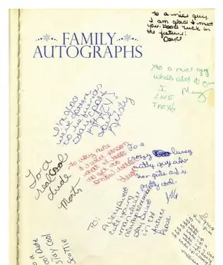 Pagina degli autografi di famiglia nell'annuario di famiglia