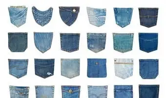 Variedade de detalhes de bolso jeans