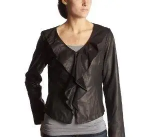 Volánová kožená bunda