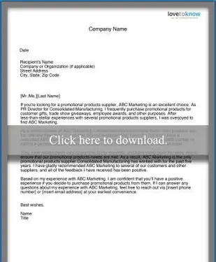 List polecający dostawcy