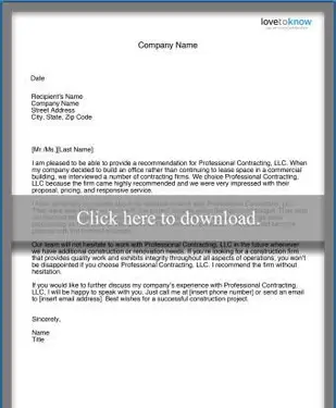 List Rekomendacyjny Wykonawcy