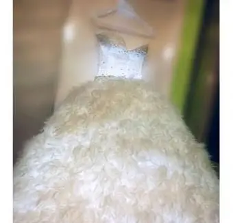 羽のウェディングドレス