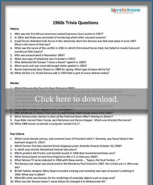 Perguntas e respostas triviais dos anos 60