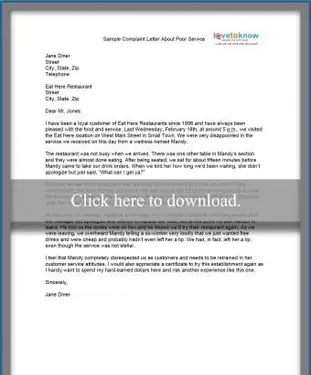 不十分なサービスに関する苦情の手紙のサンプル