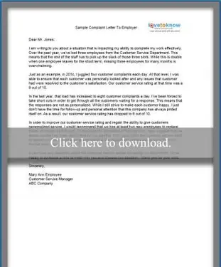 雇用主への苦情の手紙のサンプル