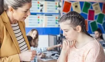 Adolescente vittima di bullismo Console insegnante