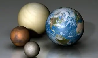 比較された地球型惑星：地球、金星、火星、水星