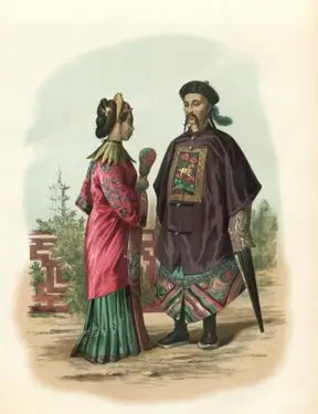 전통적인 19 세기 중국 커플