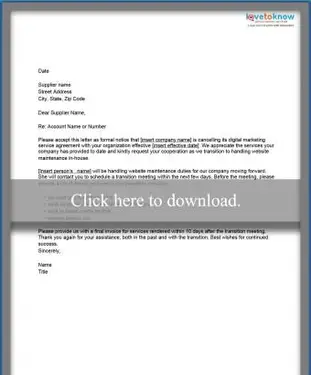 ウェブサイトサービスのキャンセルレター