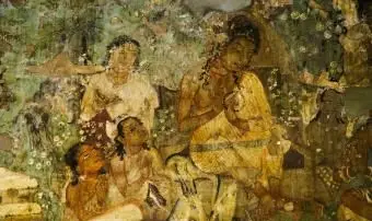 Nástenná maľba v jaskyni Ajanta