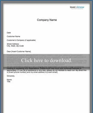 Lettera di ringraziamento aziendale - Cliente