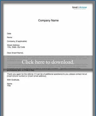 Lettera di ringraziamento aziendale - Referral