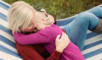 Madre, abrazar, hija