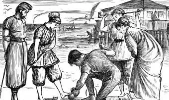 אנשים ויקטוריאניים בפריחת בגדי ים