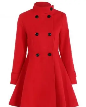 Abrigo de doble botonadura con borde de falda