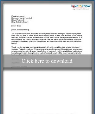 Powiadomienie klienta o zamknięciu działalności