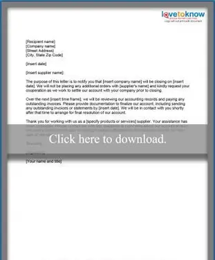 Powiadomienie dostawcy o zamknięciu działalności