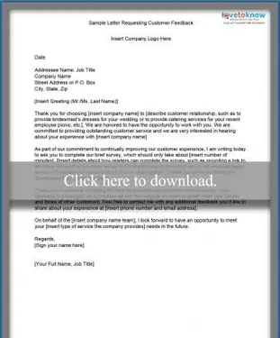 list z prośbą o opinię klienta