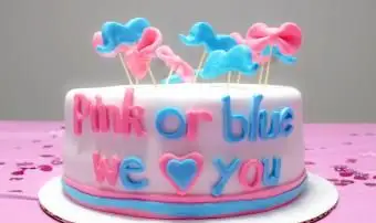 아기 성별 공개 케이크 ... 남자 또는 여자?