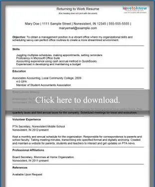 Modèle de CV de retour au travail