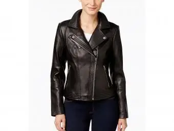 מעיל עור רוכסן אסימטרי