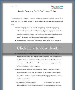 Vzorové zásady používania kreditných kariet spoločnosti