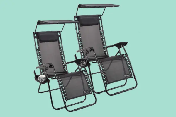 SUNMER Sun Lounger Garden Chairs with Canopy and Cup Holder - Verdantvows