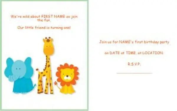 동물 첫 번째 생일 초대장
