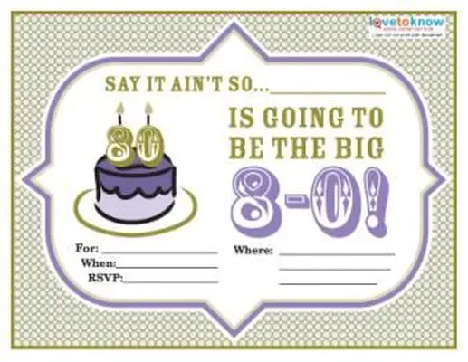 80 번째 생일 파티 초대장