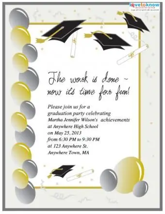 대학 졸업 파티 초대장