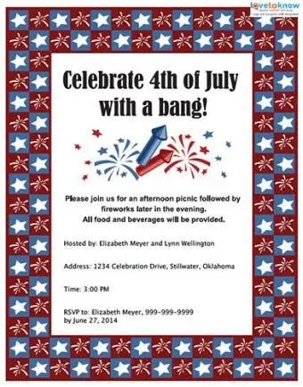 7 월 4 일 파티 초대장