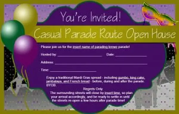 마디 그라 퍼레이드 초대장