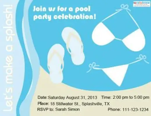 성인 수영장 파티 초대장