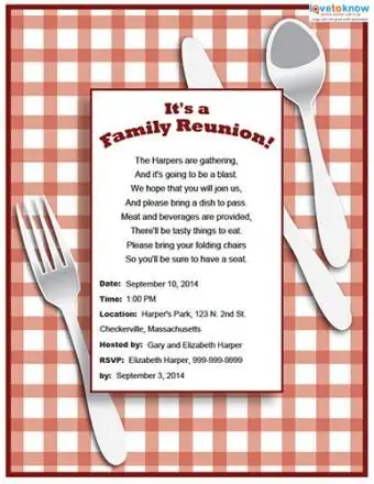 레드 체크 가족 상봉 파티 초대장