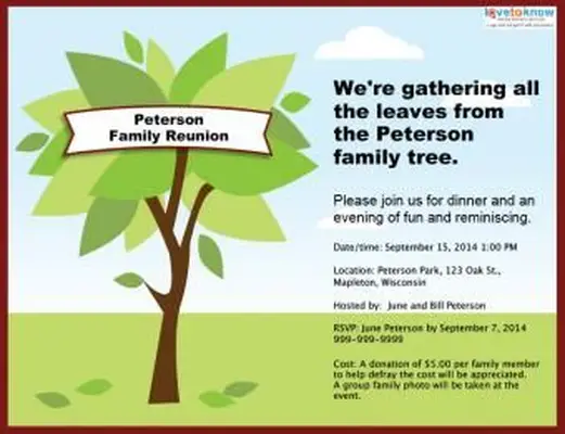 패밀리 트리 재결합 파티 초대장