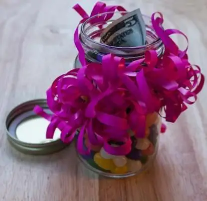 embalagem de presente de frasco de doces de dinheiro