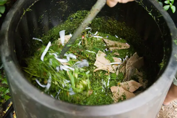Stirring compost