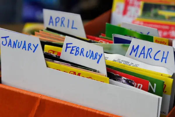 A seed drawer, categorised by month