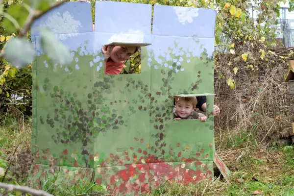 Painted cardboard fort