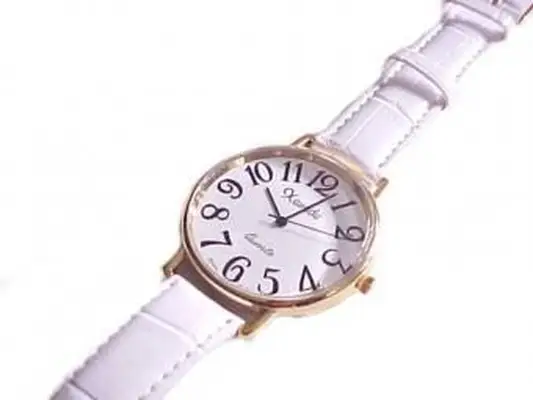 플러스 사이즈 시계 골드 및 화이트 스트랩 ~ 8.5 인치