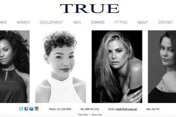 Captura de tela do site em Truemodel.net/curves